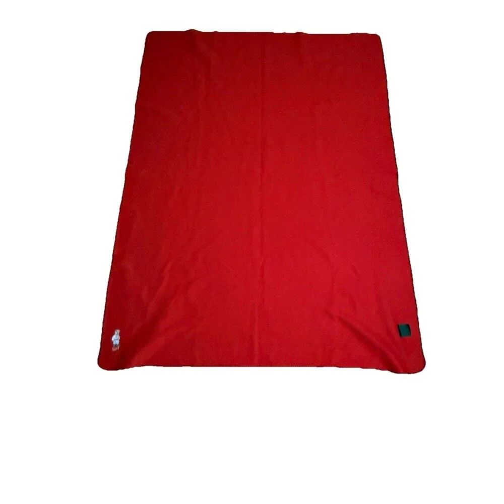 Lauren Ralph Lauren red fleece throw blanket embroidered Polo Bear 52